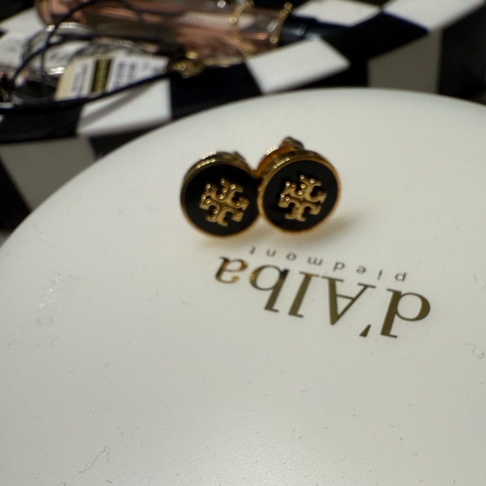 Tory Burch Gold Logo Stud Earrings